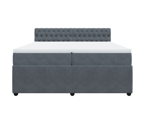 Cama box spring con colchón terciopelo gris oscuro 200x200 cm