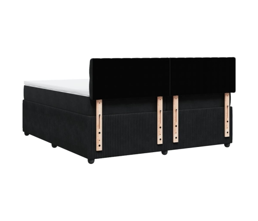 Cama box spring con colchón terciopelo negro 200x200 cm