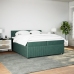 Cama box spring con colchón terciopelo verde oscuro 200x200 cm