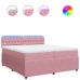 Cama box spring con colchón terciopelo rosa 200x200 cm