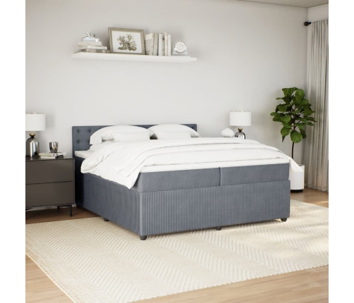 Cama box spring con colchón terciopelo gris oscuro 200x200 cm