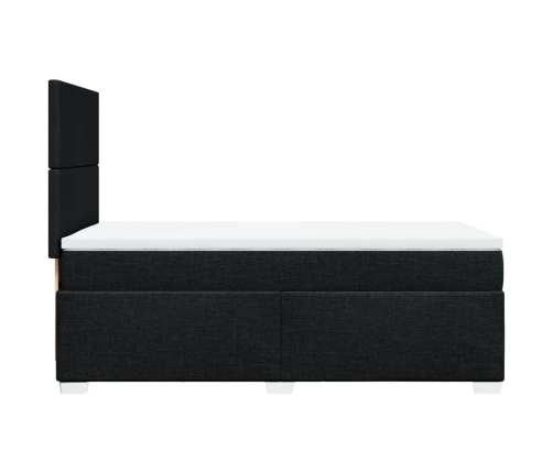 Cama box spring con colchón tela negro 80x200 cm