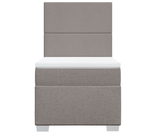 Cama box spring con colchón tela gris taupe 80x200 cm