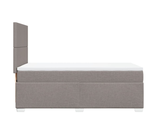 Cama box spring con colchón tela gris taupe 80x200 cm