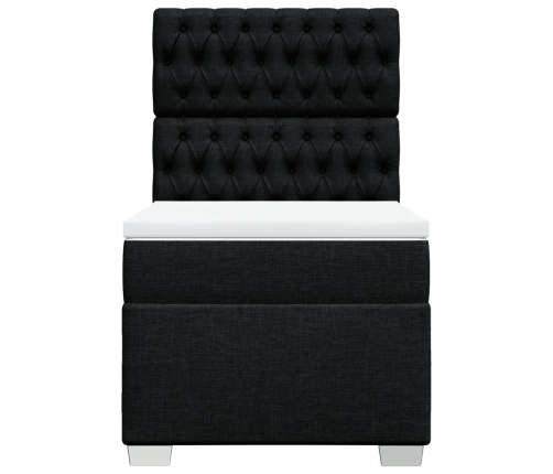 Cama box spring con colchón tela negro 80x200 cm