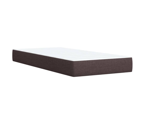 Cama box spring con colchón tela marrón oscuro 80x200 cm