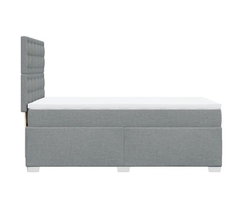 Cama box spring con colchón tela gris claro 80x200 cm