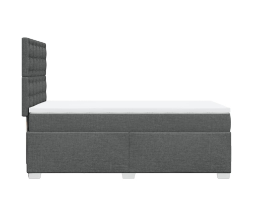 Cama box spring con colchón tela gris oscuro 80x200 cm