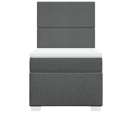 Cama box spring con colchón tela gris oscuro 90x190 cm