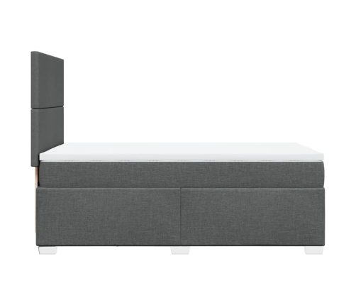 Cama box spring con colchón tela gris oscuro 90x190 cm