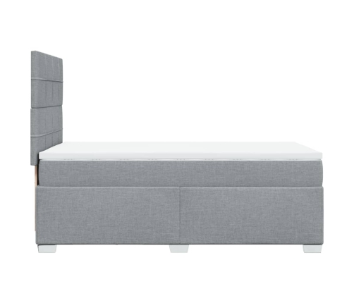 Cama box spring con colchón tela gris claro 90x190 cm