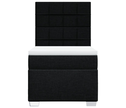 Cama box spring con colchón tela negro 90x190 cm