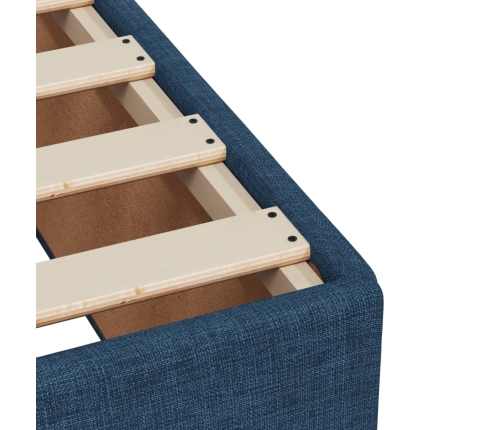 Cama box spring con colchón tela azul 90x190 cm