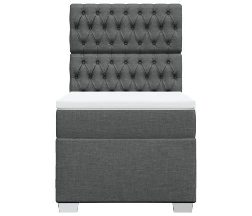 Cama box spring con colchón tela gris oscuro 90x190 cm