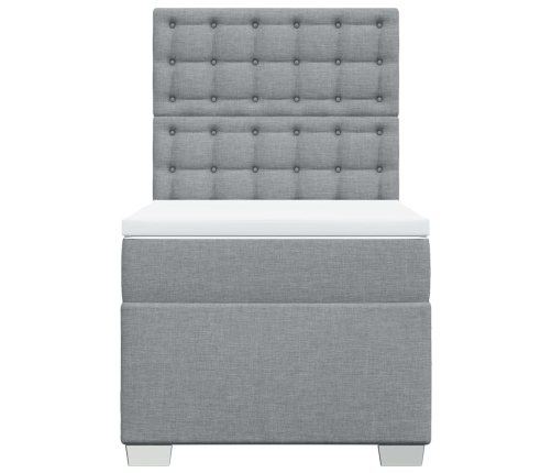 Cama box spring con colchón tela gris claro 90x190 cm