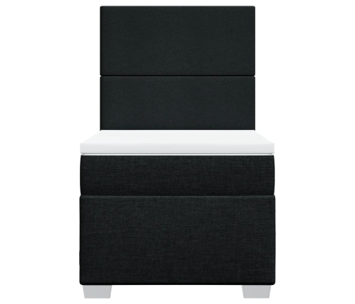 Cama box spring con colchón tela negro 90x200 cm