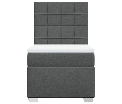 Cama box spring con colchón tela gris oscuro 90x200 cm