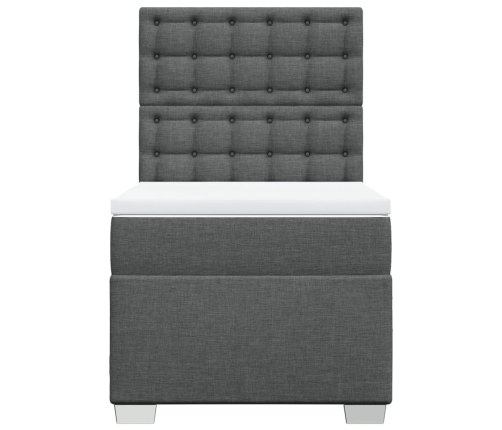 Cama box spring con colchón tela gris oscuro 90x200 cm