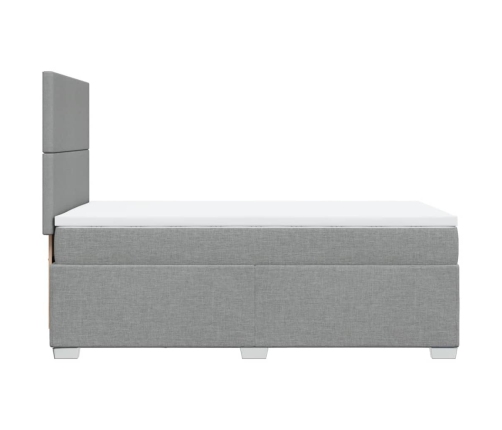Cama box spring con colchón tela gris claro 100x200 cm