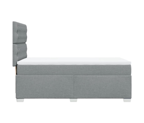 Cama box spring con colchón tela gris claro 100x200 cm