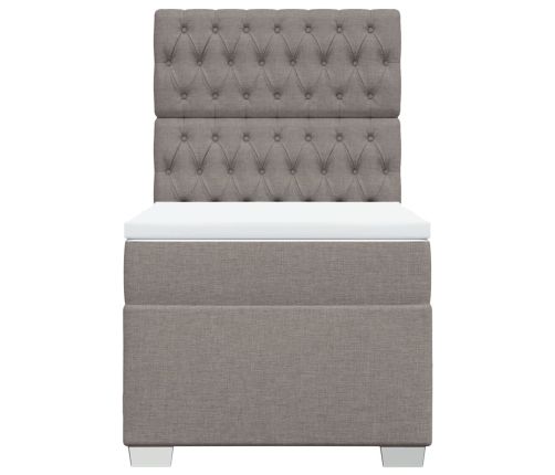 Cama box spring con colchón tela gris taupe 100x200 cm