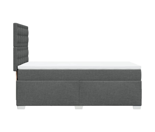 Cama box spring con colchón tela gris oscuro 100x200 cm