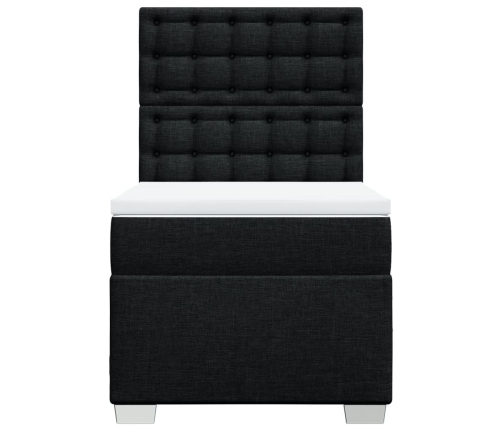 Cama box spring con colchón tela negro 100x200 cm