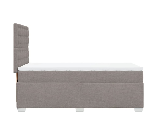 Cama box spring con colchón tela gris taupe 100x200 cm