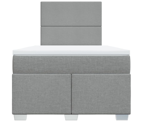 Cama box spring con colchón tela gris claro 120x190 cm