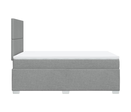 Cama box spring con colchón tela gris claro 120x190 cm