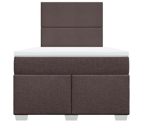 Cama box spring con colchón tela marrón oscuro 120x190 cm