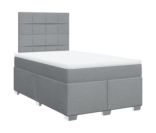 Cama box spring con colchón tela gris claro 120x190 cm