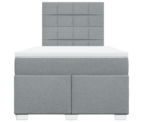 Cama box spring con colchón tela gris claro 120x190 cm