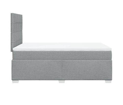 Cama box spring con colchón tela gris claro 120x190 cm