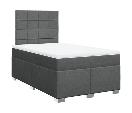 Cama box spring con colchón tela gris oscuro 120x190 cm