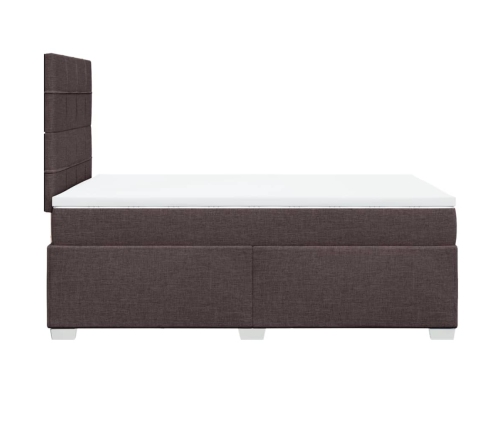 Cama box spring con colchón tela marrón oscuro 120x190 cm