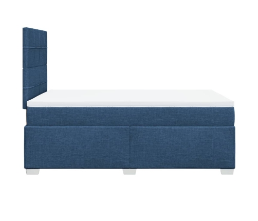 Cama box spring con colchón tela azul 120x190 cm