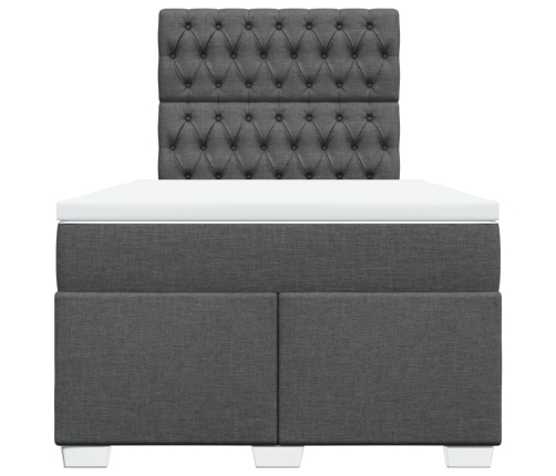 Cama box spring con colchón tela gris oscuro 120x190 cm