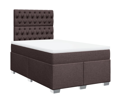 vidaXL Cama box spring con colchón tela marrón oscuro 120x190 cm