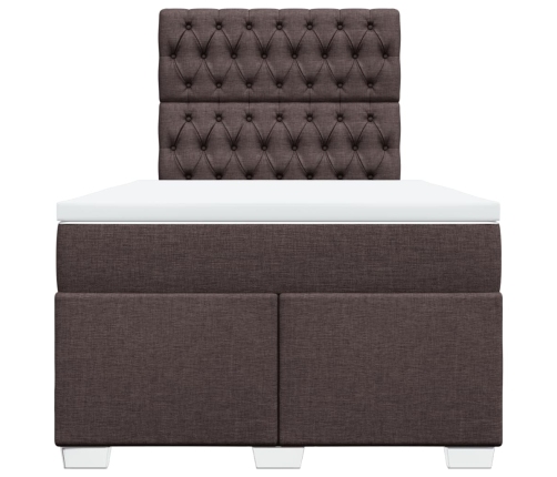 vidaXL Cama box spring con colchón tela marrón oscuro 120x190 cm