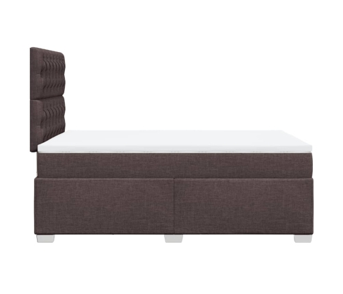 vidaXL Cama box spring con colchón tela marrón oscuro 120x190 cm