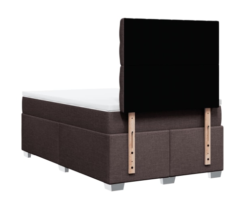 vidaXL Cama box spring con colchón tela marrón oscuro 120x190 cm