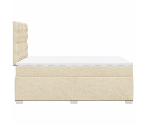 Cama box spring con colchón tela color crema 120x190 cm