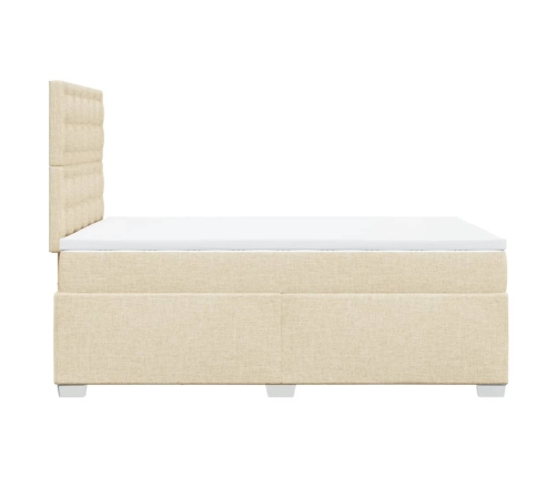 Cama box spring con colchón tela color crema 120x190 cm