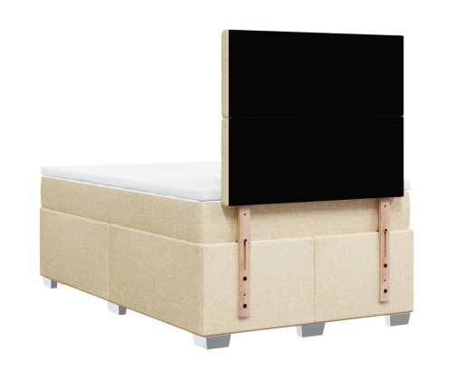 Cama box spring con colchón tela color crema 120x190 cm