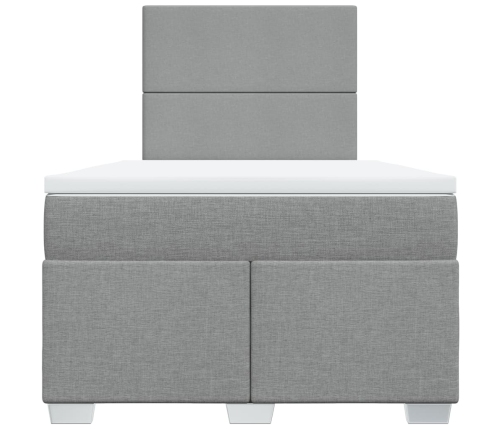 Cama box spring con colchón tela gris claro 120x200 cm