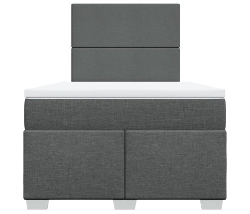 Cama box spring con colchón tela gris oscuro 120x200 cm