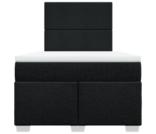 Cama box spring con colchón tela negro 120x200 cm