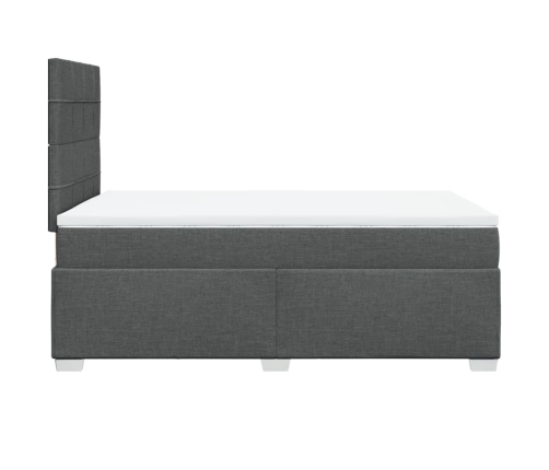 Cama box spring con colchón tela gris oscuro 120x200 cm