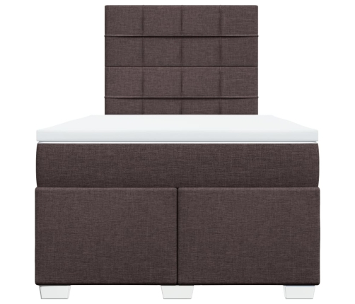 Cama box spring con colchón tela marrón oscuro 120x200 cm